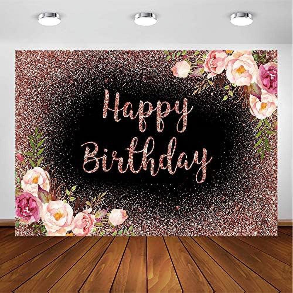 Rose Gold Birthday Backdrop for Girls Adult Women Bday Photography
