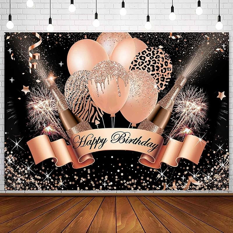 Rose Gold Happy 20Th Birthday Round Backdrop