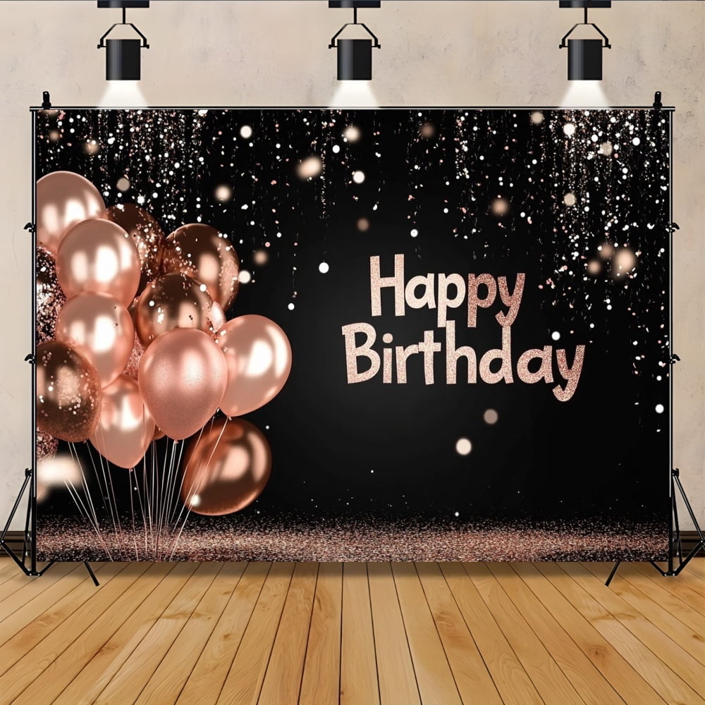 10x6.5ft Black And Silver Gold Backdrop Glitter Photography Background Happy Birthday Backdrop For Women Men Wedding Baby Shower Party Decoration Banner Studio Photo Props