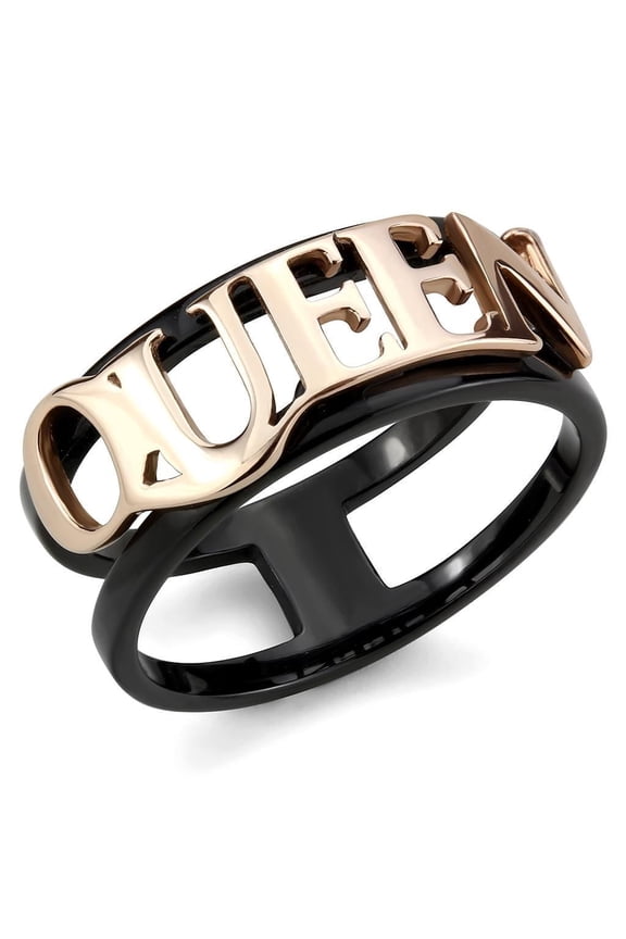 Rose Gold Black Womens Ring Queen Anillo Para Mujer Stainless Steel Ring Colmar
