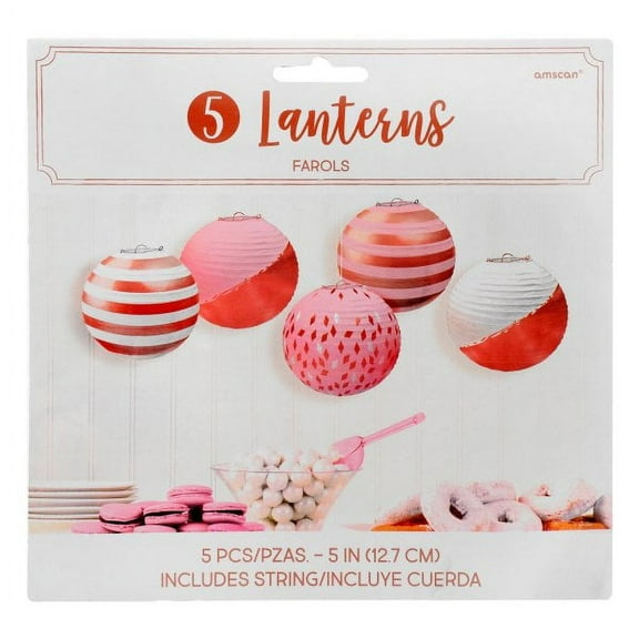 Rose Gold Blush Mini Paper Lanterns (5ct)