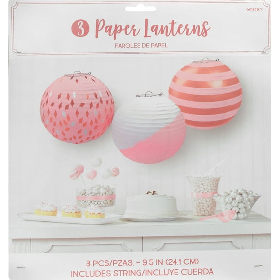 Rose Gold Blush Paper Lanterns (3ct)