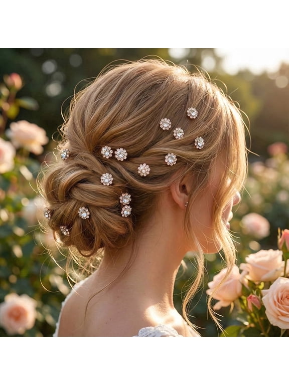 Rose Gold Bobby Pins 24pcs, Cute Hair Clips for Thick Hair, Trendy Metallic Hair Accessories Gift for Girls & Women