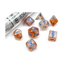 Rose Gold Borealis Luminary Dice with Light Blue Numbers 7 1 Dice Set 16mm (5/8in) Limited Edition Lab Dice Chessex