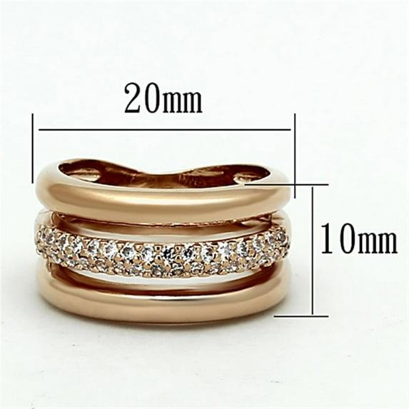 Rose Gold Brass Ring with AAA Grade CZ in Clear for Women Clear Stone Color Style LOA900 Size 5