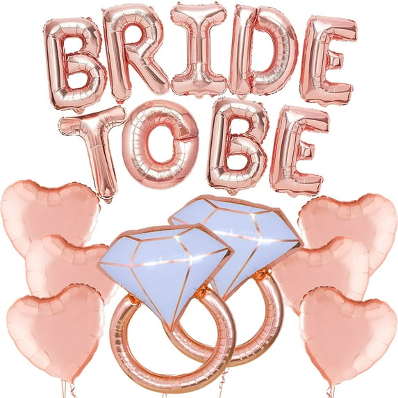 Rose Gold Bride To Be Balloons - Pack of 17 | Bride To Be Decorations | Bride Balloons for Bachelorette Party Decorations