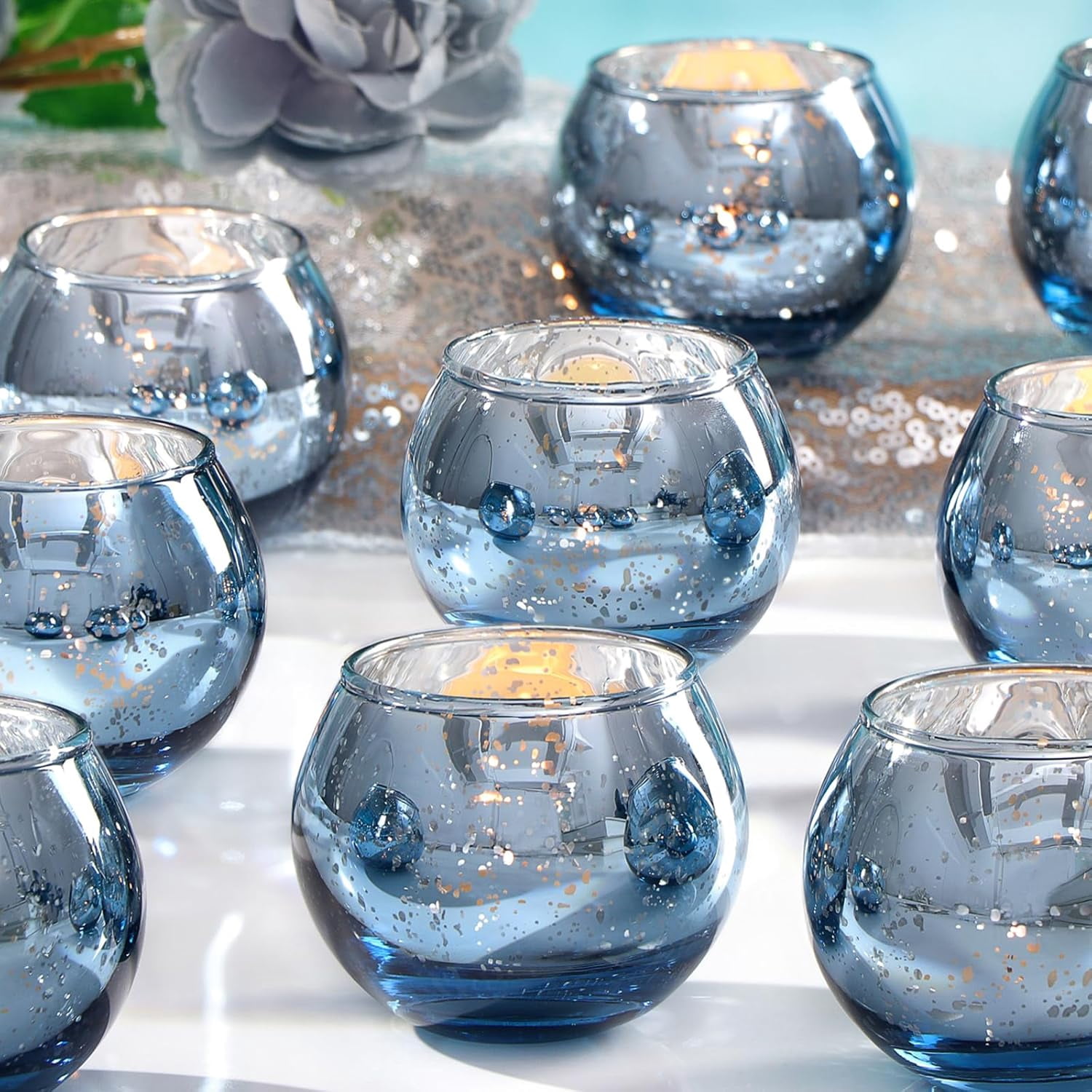 Rose Gold Candle Holders for Birthday Party Decorations- Mercury Glass