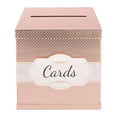 thumbnail image 1 of Rose Gold Card Box with Foil Satin Ribbon & Cards Label. A Large Card Holder Gift Box Size 10"x10"x10", 1 of 6