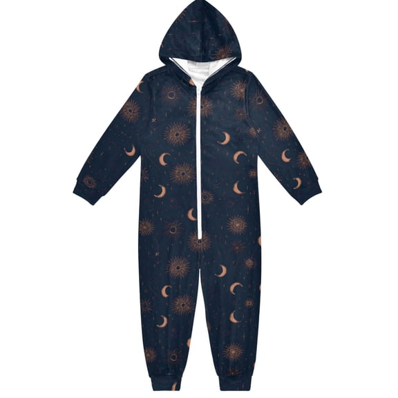 Rose Gold Celestial One Piece Pajamas Soft Jumpsuit Cozy Sleep and Play Romper Zipper and Pockets 4T
