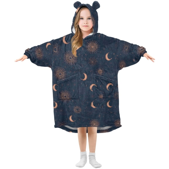 Rose Gold Celestial Wearable Blankets Hoodie Oversize Sherpa Wearable Soft Blanket Warm Cozy 3-14 Age