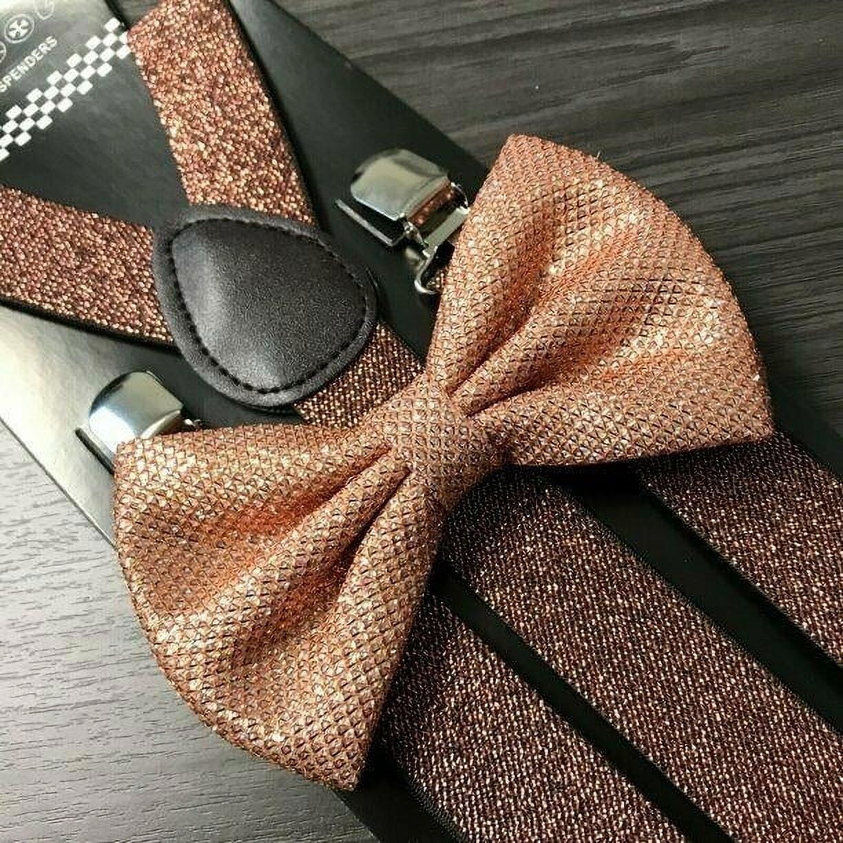 gold glitter bow tie and suspenders