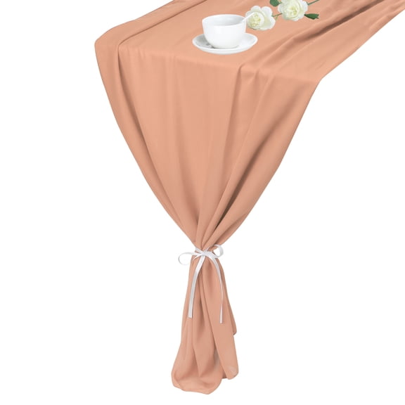 Rose Gold Chiffon Table Runner 27.5" x 118" Light and Elegant Table Runner Romantic Sheer Table Runner