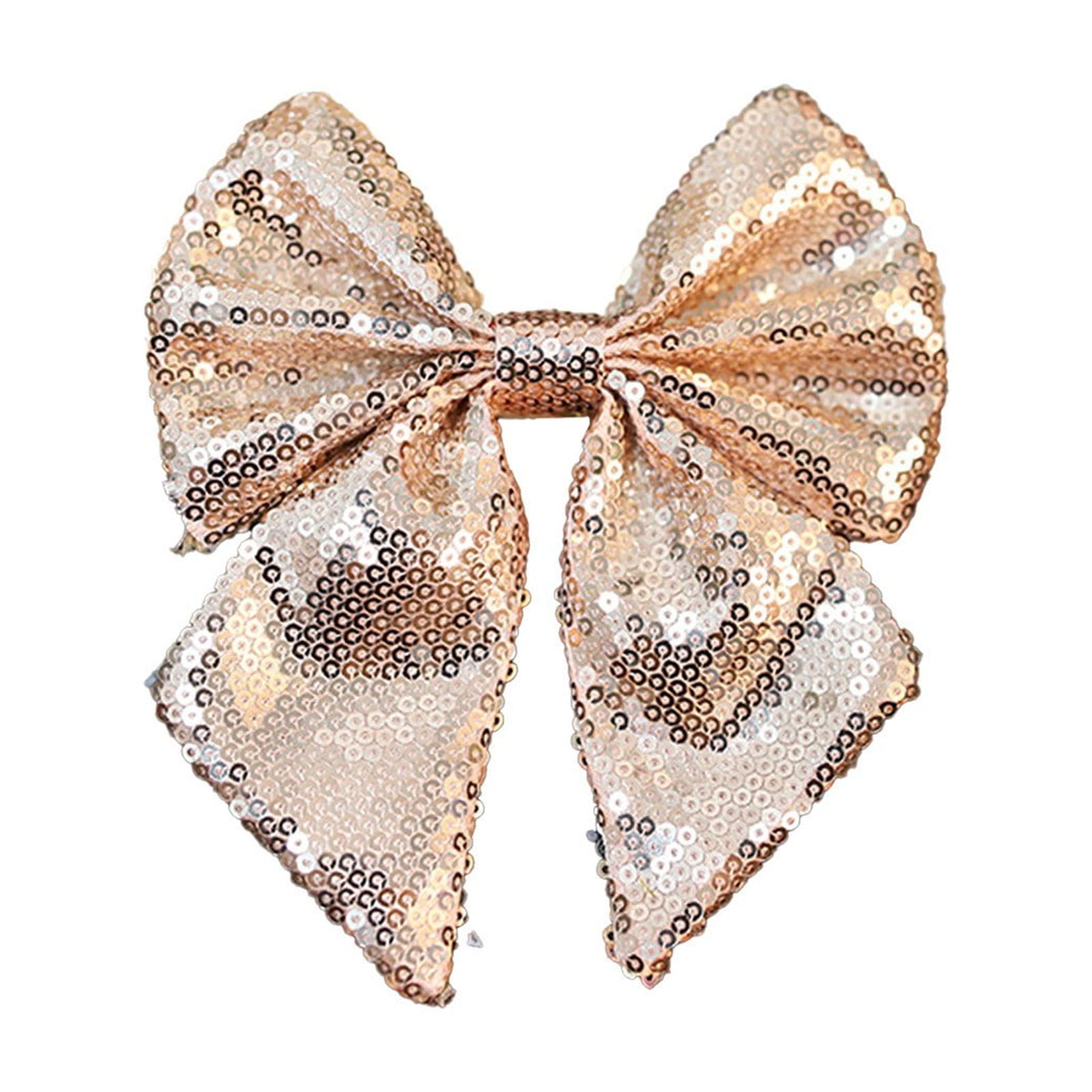 Rose Gold Christmas Bow Decorations, Sequin Bow Tie, Garland Bow, Small ...