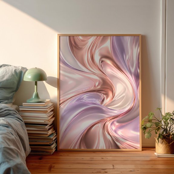 Rose Gold Chrome Wall Art Print Y2K Decor Unframed Paper Print