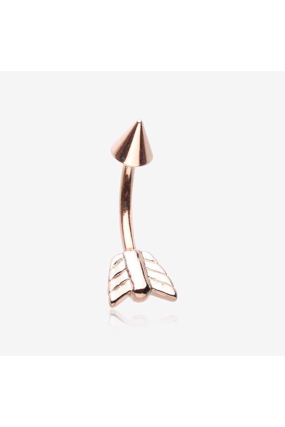 Rose Gold Classic Arrow Steel Curved Barbell Ring