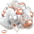 thumbnail image 1 of Rose Gold Confetti Balloons Kit, 50pcs 12 Inches Rose Gold Party Balloons with Ribbons for Birthday Party Wedding Graduation Bridal Shower Decorations, 1 of 5