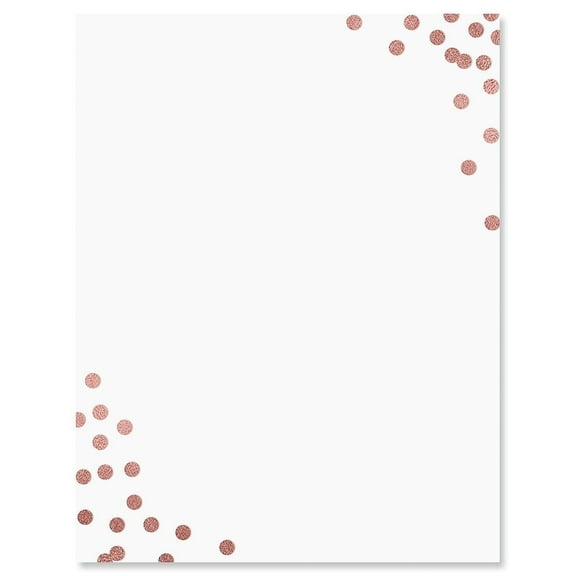 Rose Gold Confetti Letter Papers - Set of 25, Graduation stationery papers, 8 1/2" x 11", compatible computer paper, Award letterhead, Achievements, Recognition, Announcements