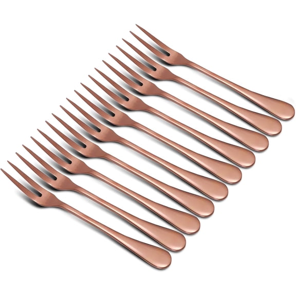 Rose Gold Crab Stainless Steel Forks,Escargot Fork 2 Prong Tasting Appetizer Forks Portable Cocktail Salad Fruit Forks for Party Travel,Set of 10, 5 Inches (10 Pcs)