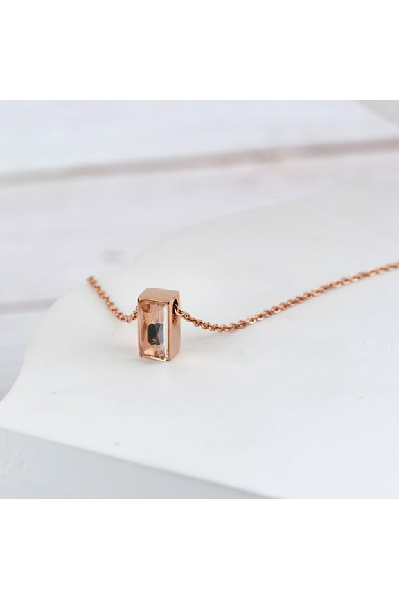 Rose Gold Cremation Necklace, Cube Memorial Jewelry, Cube Urn Ashes Holder Pendant, Crystal Necklace for Ashes, Cube Keepsake Pet Ashes Necklace, with Fill Kit and Box Ship Next Day! [No Engraving]