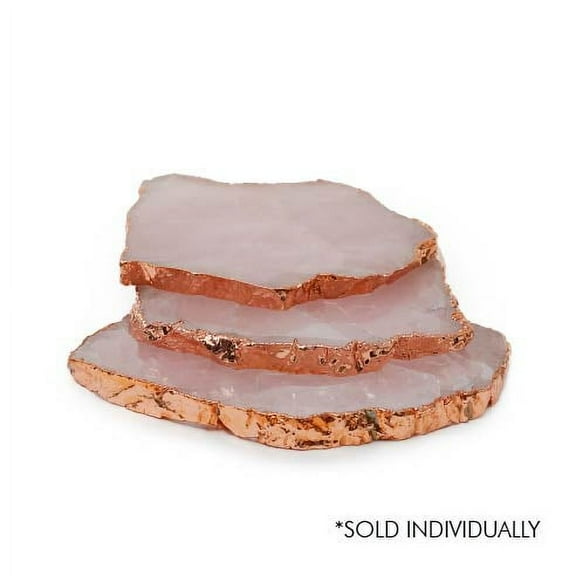 Rose Gold Crystal Quartz Coaster (Copper sides)