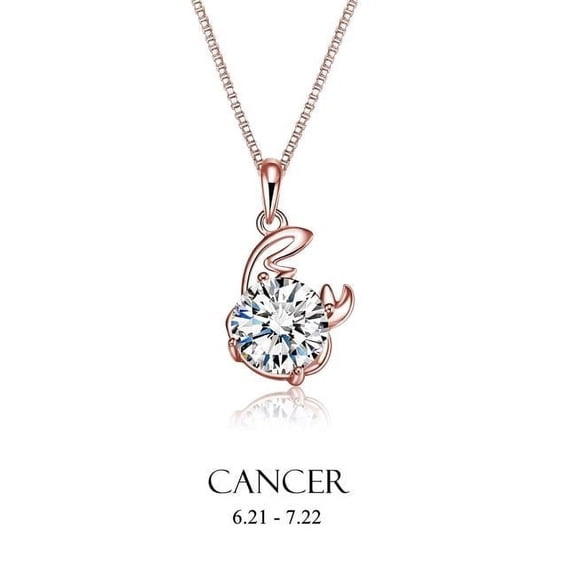 Rose Gold Cubic Zirconia Cancer Pendant Necklace