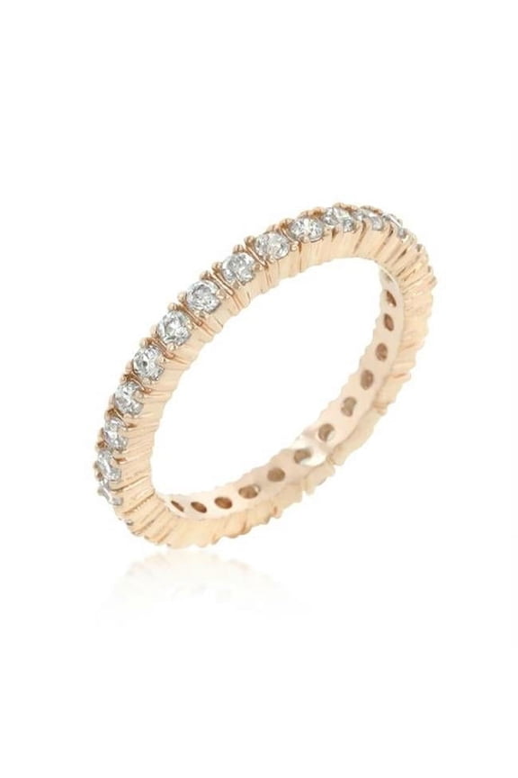 Rose Gold Cubic Zirconia Eternity Band- <b>Size :</b> 08