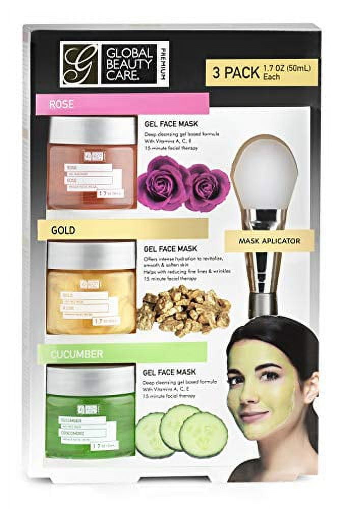 Rose, Gold, Cucumber Gel Face Mask with Applicator
