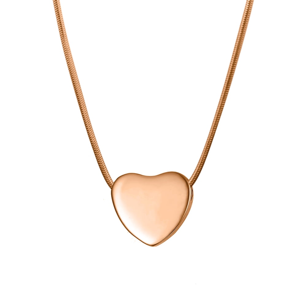 Rose Gold Dangling Heart Cremationa Jewelry, Memorial Necklace Ash Necklace, Pet Ashes Heart Necklace, Ashes Holder Heart Urn Holder, with Filling Kit and Velvet Jewelry Box [Rose Gold, No Engraving]