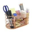 thumbnail image 1 of Rose Gold Desk Organizer Set  Large Metal Pen Holder with Accessories  Durable Stainless Steel Makeup Brush Cup  Multi Purpose Office Desk Organizer for Stationery  Sticky Notes  Paper Cl, 1 of 6