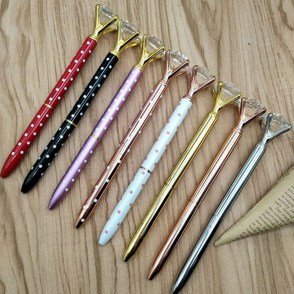 Rose Gold Diamond Ballpoint Pen Fashion Large Metal Pen 5Ml Ink Sleek Design for Office/Travel Durable Ballpoint Elegant Writing Instrument,Ccwuwei