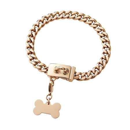 Rose Gold Dog Collar Metal Stainless Steel Strong Chain For Small Puppy Dogs