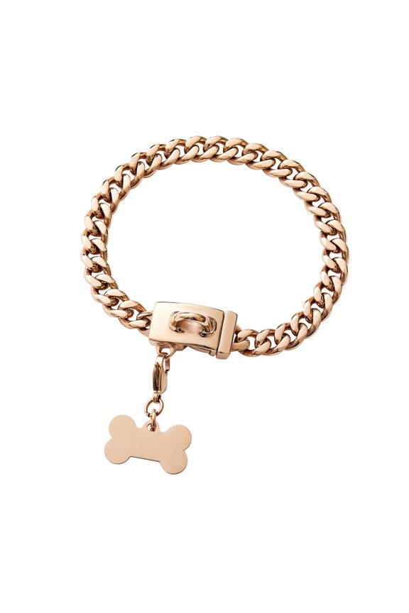 Rose Gold Dog Collar Metal Stainless Steel Strong Chain For Small Puppy Dogs