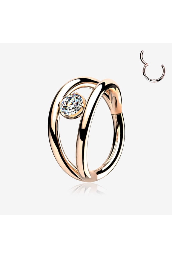 Rose Gold Double Hoop Sparkle Seamless Clicker Hoop Ring