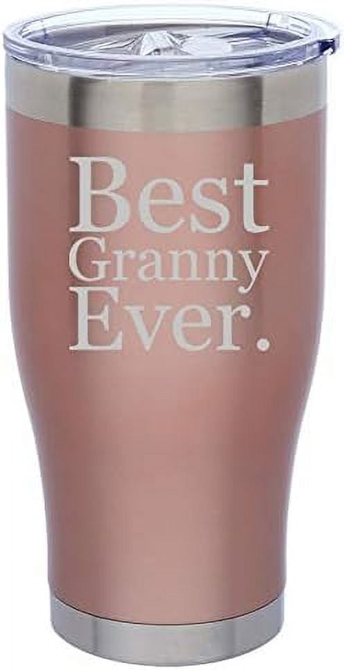 Best Granny Ever Insulated Mug - 12oz Rose Gold Stainless Steel Tumbler With Handle & Straw
