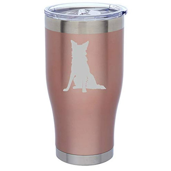 Rose Gold Double Wall Vacuum Insulated Stainless Steel Tumbler Travel Mug Border Collie (24 oz)