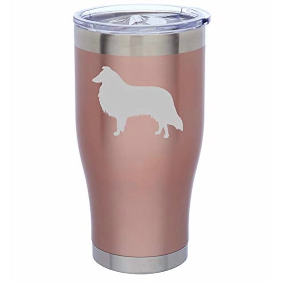 Rose Gold Double Wall Vacuum Insulated Stainless Steel Tumbler Travel Mug Collie (24 oz)