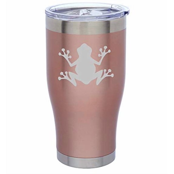 Rose Gold Double Wall Vacuum Insulated Stainless Steel Tumbler Travel Mug Frog (24 oz)