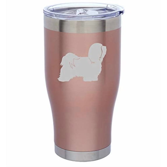 Rose Gold Double Wall Vacuum Insulated Stainless Steel Tumbler Travel Mug Havanese (24 oz)