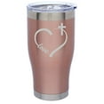 thumbnail image 1 of Rose Gold Double Wall Vacuum Insulated Stainless Steel Tumbler Travel Mug Love Heart Cross Christian (24 oz), 1 of 1
