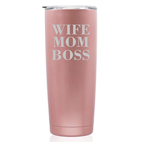 Rose Gold Double Wall Vacuum Insulated Stainless Steel Tumbler Travel Mug Wife Mom Boss