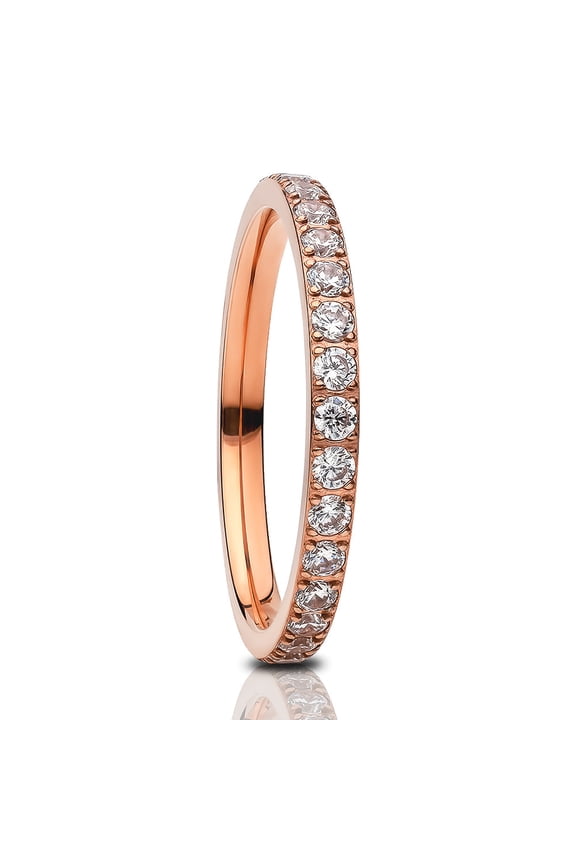 Rose Gold Eternity Ring,Titanium Ring,CZ Wedding Ring,Ladies Wedding Ring,Anniversary Ring,Engagement Ring