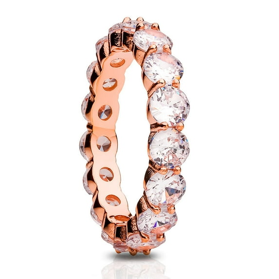 Rose Gold Eternity Ring,Titanium Wedding Ring,Engagement Ring,CZ Wedding Ring,Anniversary Ring,Rose Gold