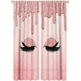 thumbnail image 1 of Rose Gold Eyelash Rod Pocket Blackout Curtains for Bedroom - Modern Feminine Makeup Themed Dripping Glitter Print Window Drapes,Thermal Insulated Room Darkening Curtains 42x63in, 1 of 6