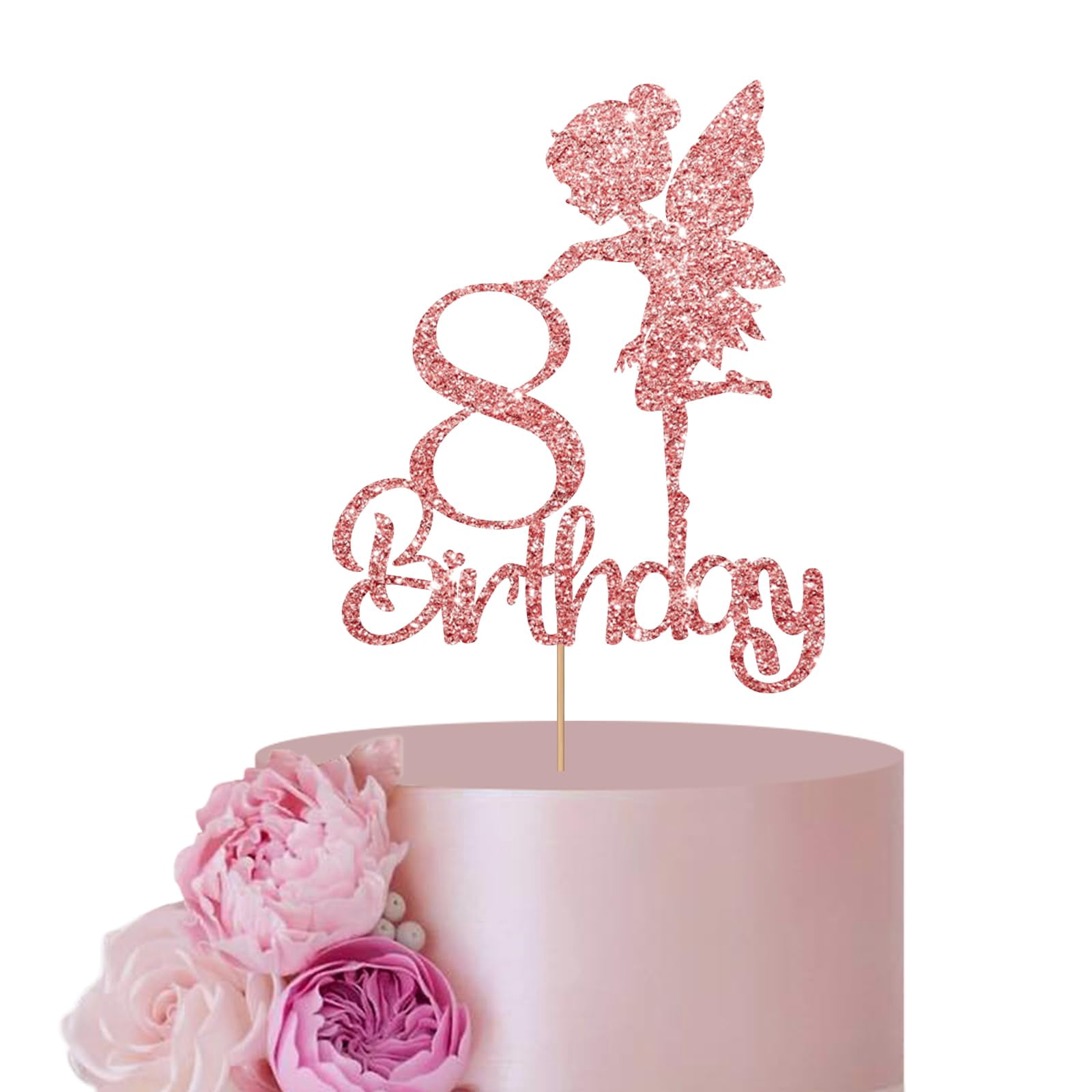 Meerjungfrau Happy 8th Birthday Cake Topper, Lila Glitzernd - Ozean-Thema Dekoration Für Kuchen