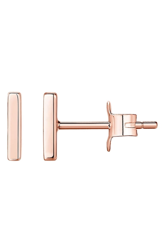 Rose Gold Fashion Bar Tiny Stud Earrings for Women 925 Sterling Silver Cartilage Tragus Sleeper Small Studs