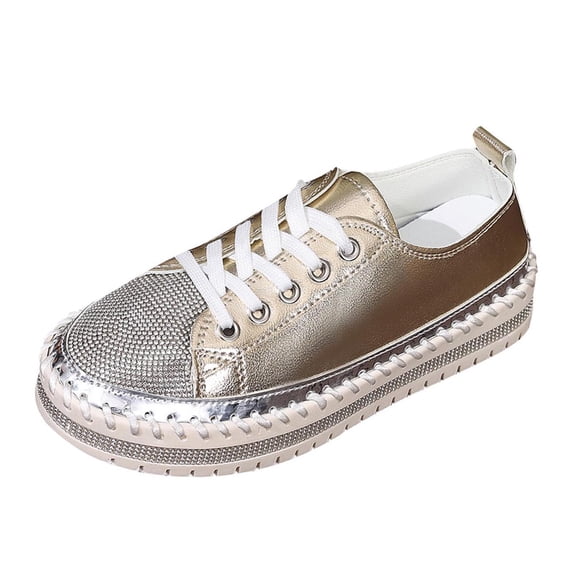 Rose Gold Female Bandage Flat Heel Easy Wear Shoes With Lightweight Build For Daily Use And Leisure Strolling Perfect For All Seasons