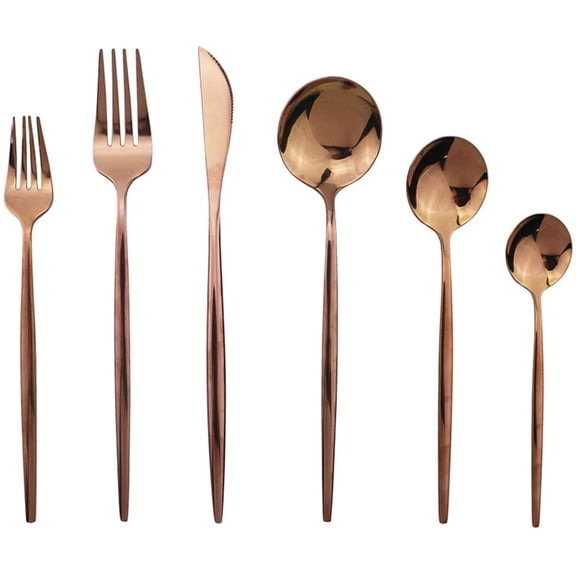 Rose Gold Flatware Set 36-Piece, Stainless Steel Service for 6