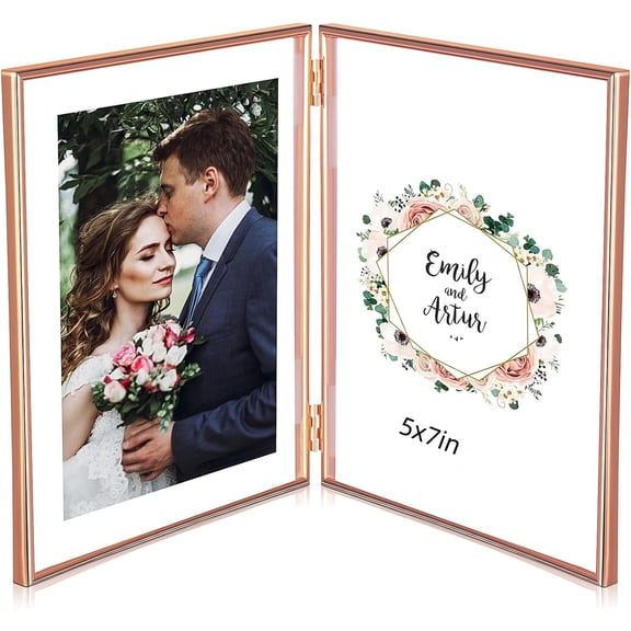 Rose Gold Floating Frame (5"x7", Vertical), For Picture 4x6, 3x5, 2x3, Tabletop Shelf Photo Frame, Classy Gift For Festival, Wedding, Home or Office Dcor,Photo Display,tabletop hanging,Gift Ideas