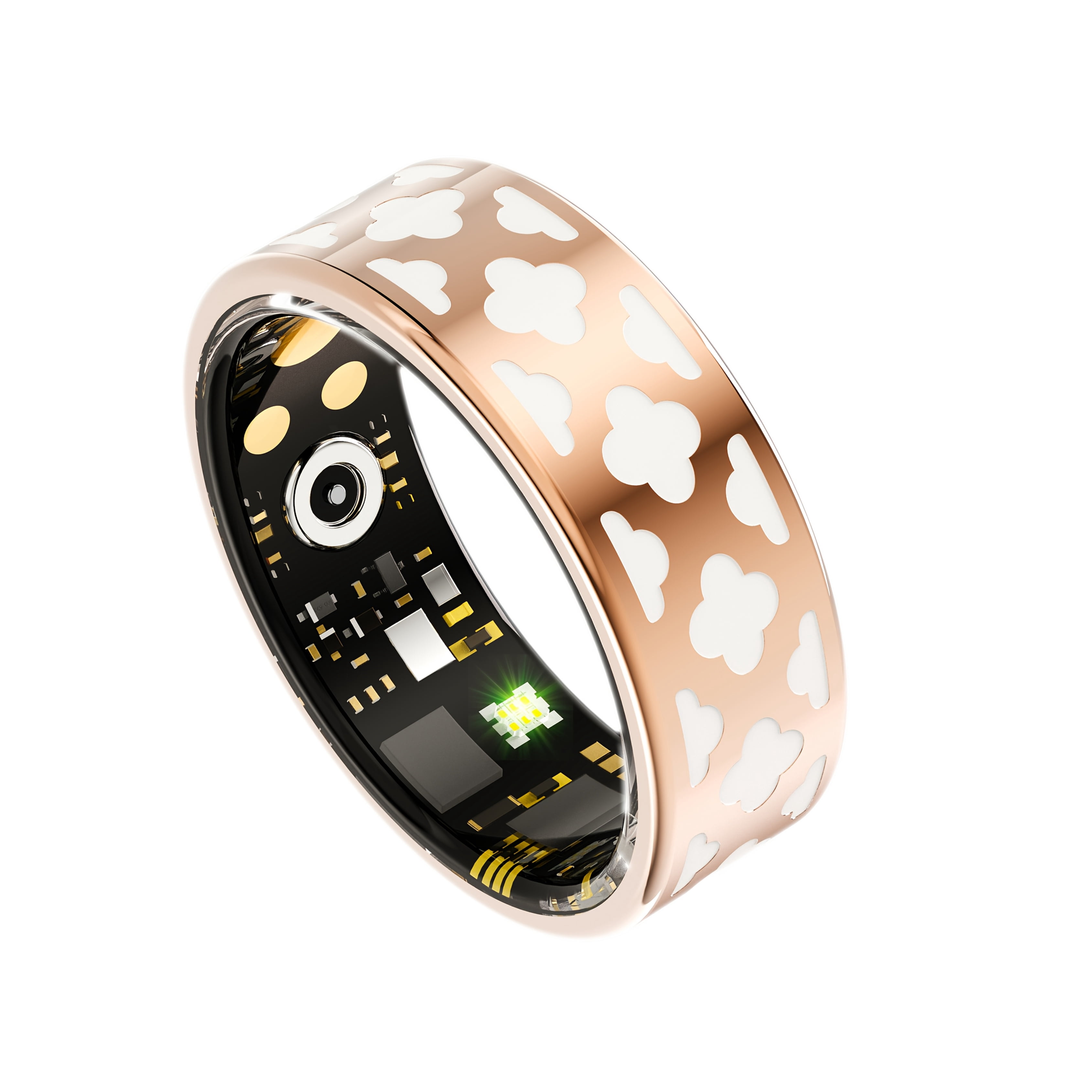 Rose Gold Floral Smart Ring - Wireless Fitness Tracker, Step Counter ...