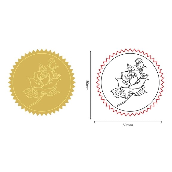 Rose Gold Foil Embossed Stickers for DIY Wedding Valentine's Day Seals Invitations 2" 100pcs Certificate Round Self Adhesive Embossing Label for DIY Envelope Anniversary Notary Monogram